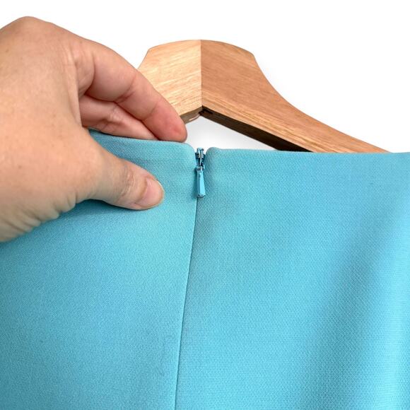 Black Halo Teal Pabla One Sleeve High Neck Mini Sheath Dress Women's Size 12 - Picture 8 of 13